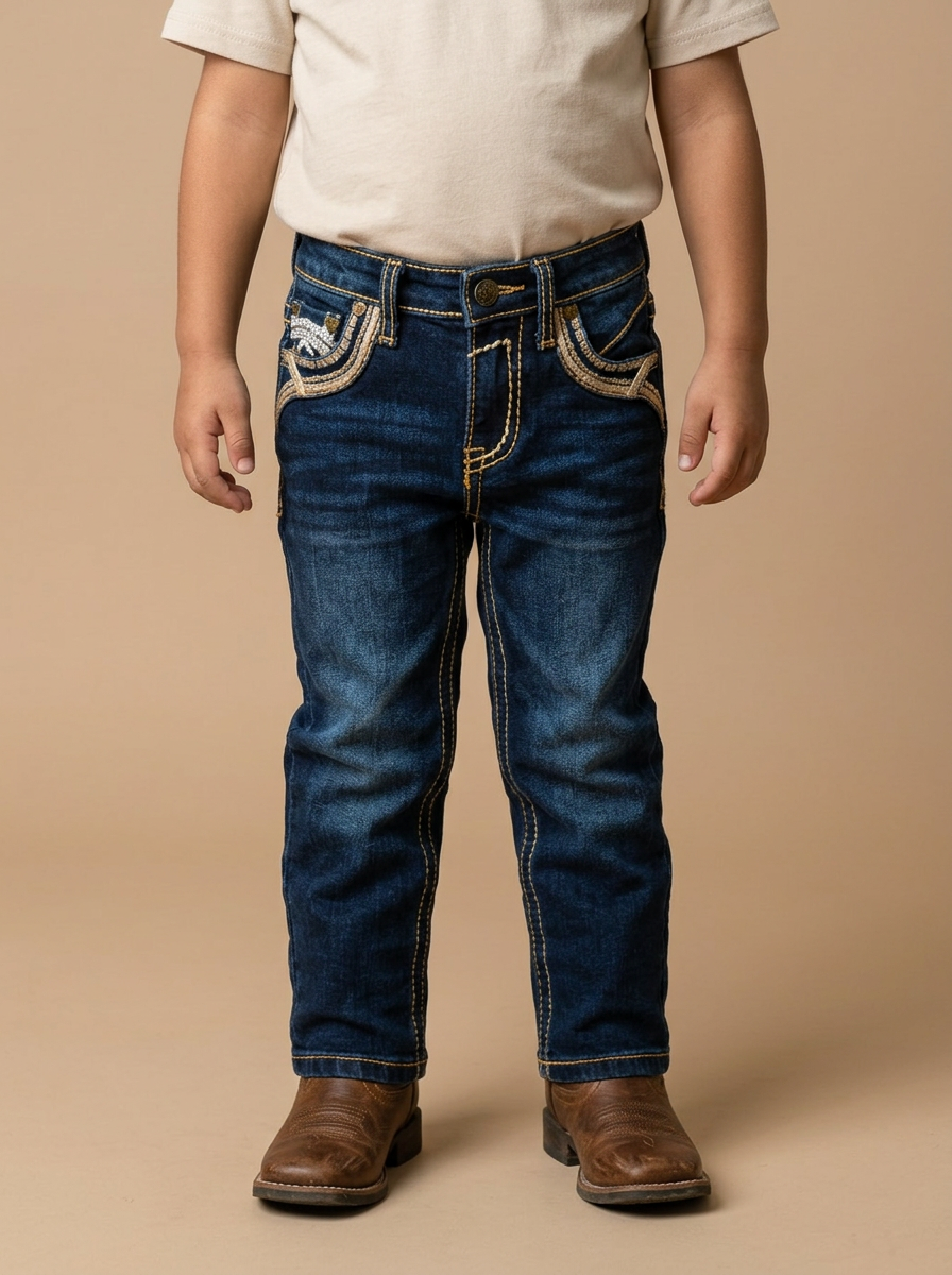 Centenario Kids' Western Jeans #ECB-U19 with Heavy Stitching