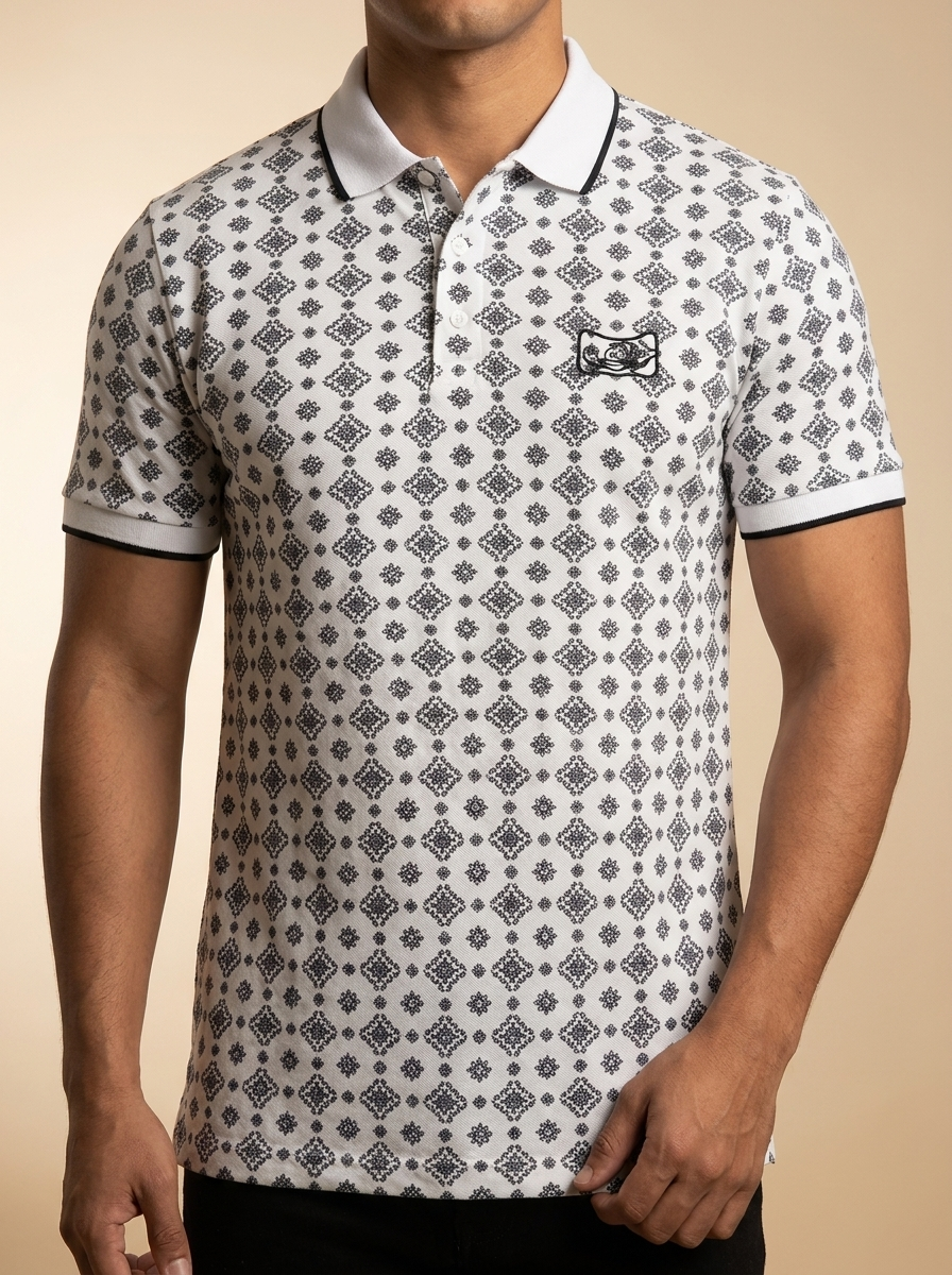 Geometric Print Western Polo Shirt #MT36016