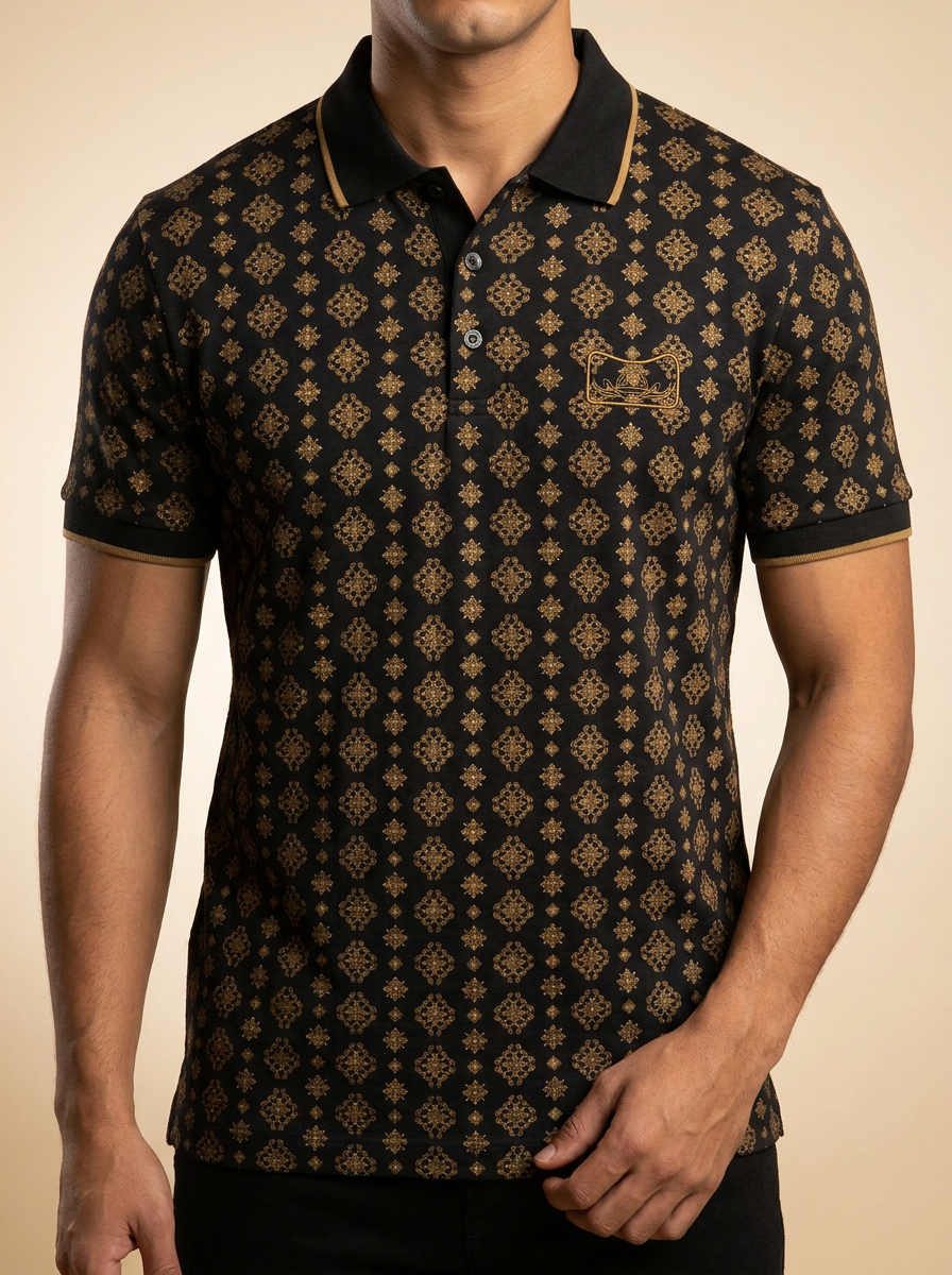 Geometric Print Western Polo Shirt #MT36016