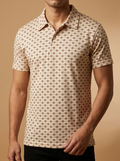 Floral Medallion Print Short Sleeve Western Polo Shirt #MTH2