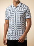Geometric Southwest Print Polo Shirt with Contrast Trim #LAM28225