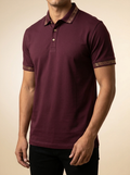 Burgundy Short Sleeve Polo with Greek Key Embroidery #PS527