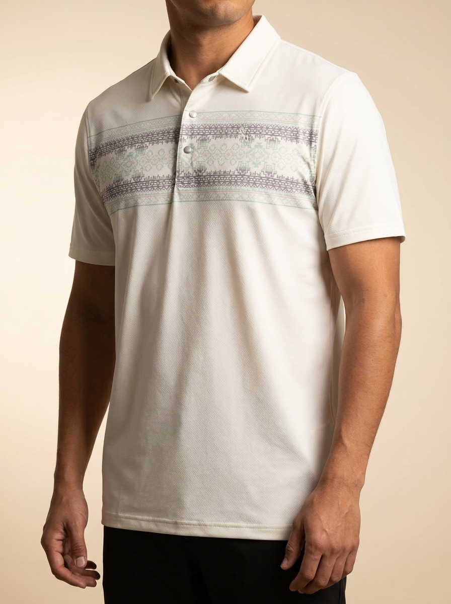 Hooey Off-White Southwestern Print Performance Polo #HP260CRAZ