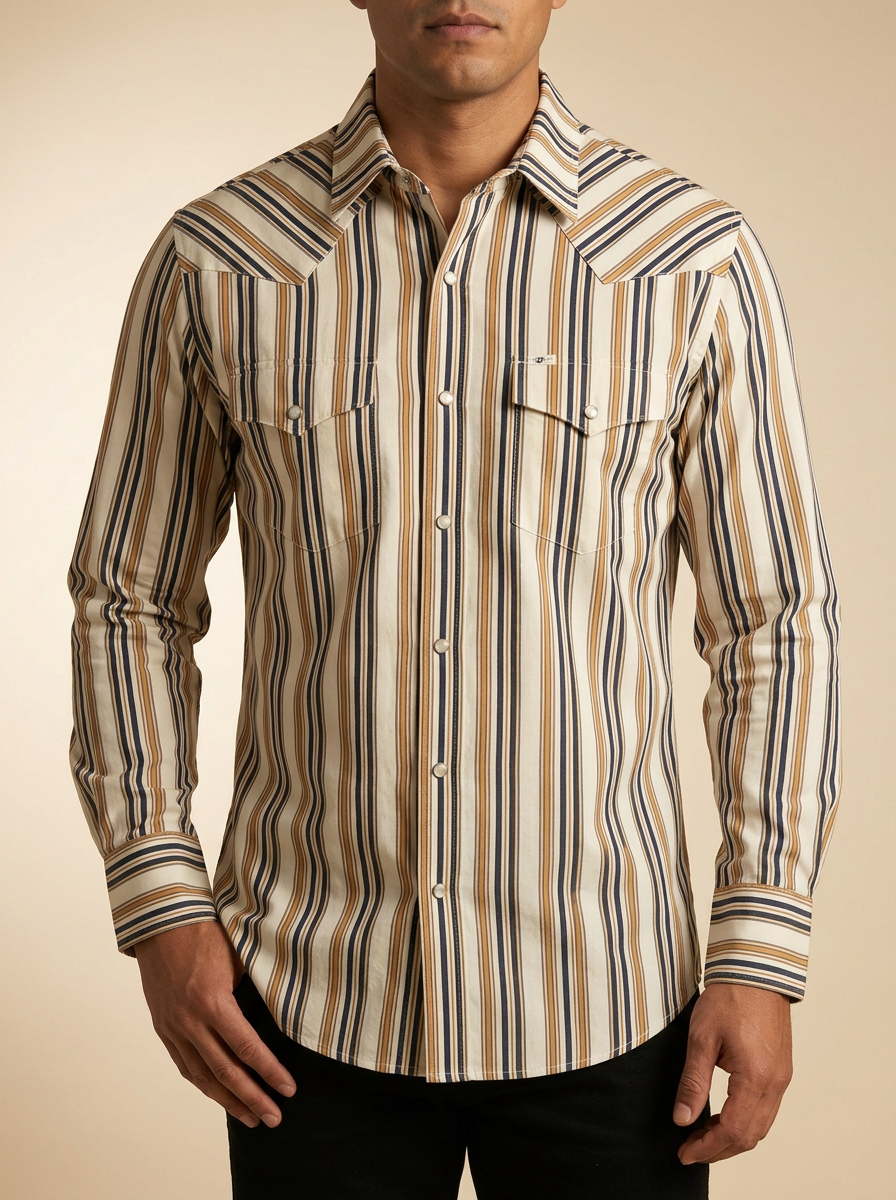 Classic Multi-Stripe Western Snap Shirt with Pointed Yokes #FPS1002589