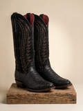 Arles Shoes RC1521 Black Python and Suede Western Boots