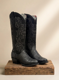 Joe Boots Black Widow Python and Studded Suede Western Boots