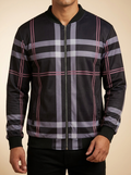 Calvino Plaid Print Zip-Up Bomber Jacket #JW-400