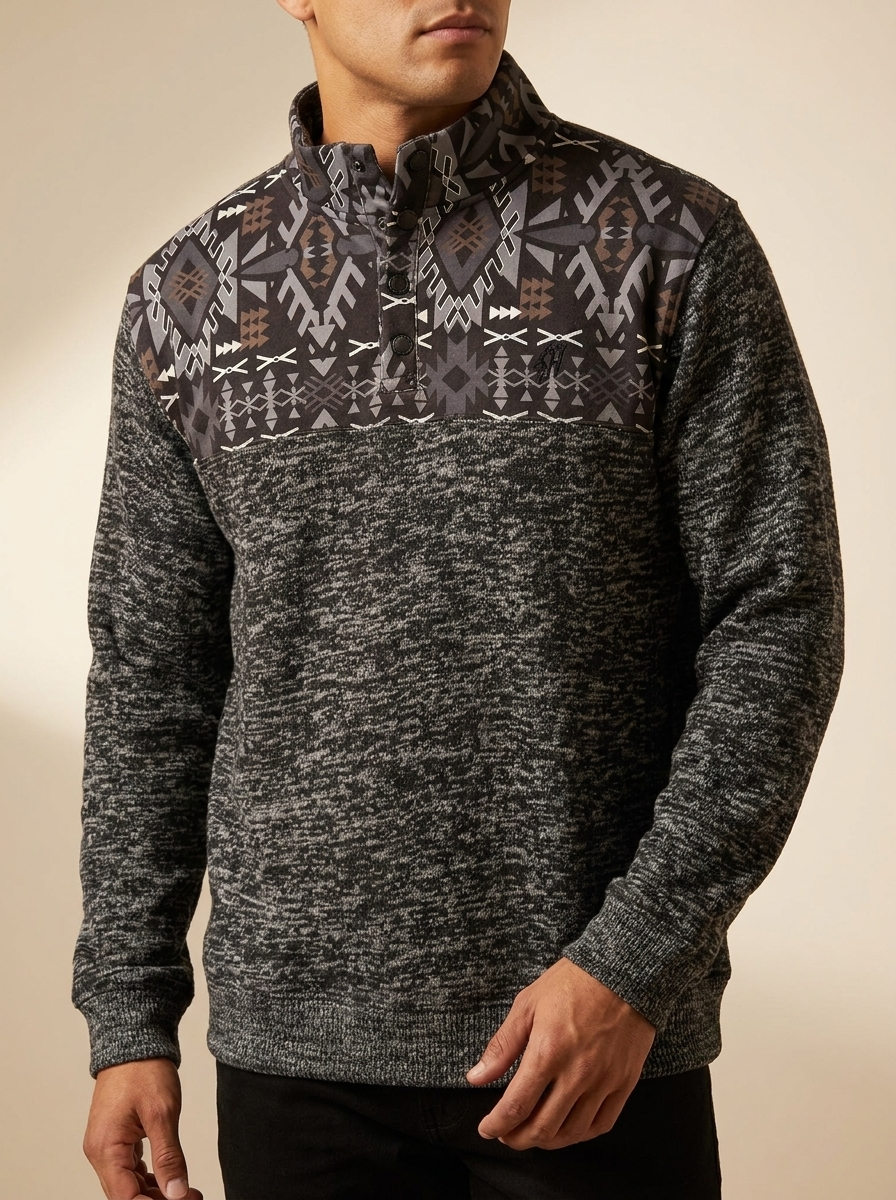 Hooey Men's Stevie Black Southwestern Pattern Pullover #HH1348BKAZ