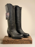 Silverton Monica Black Studded Tall Western Boots #BD04501