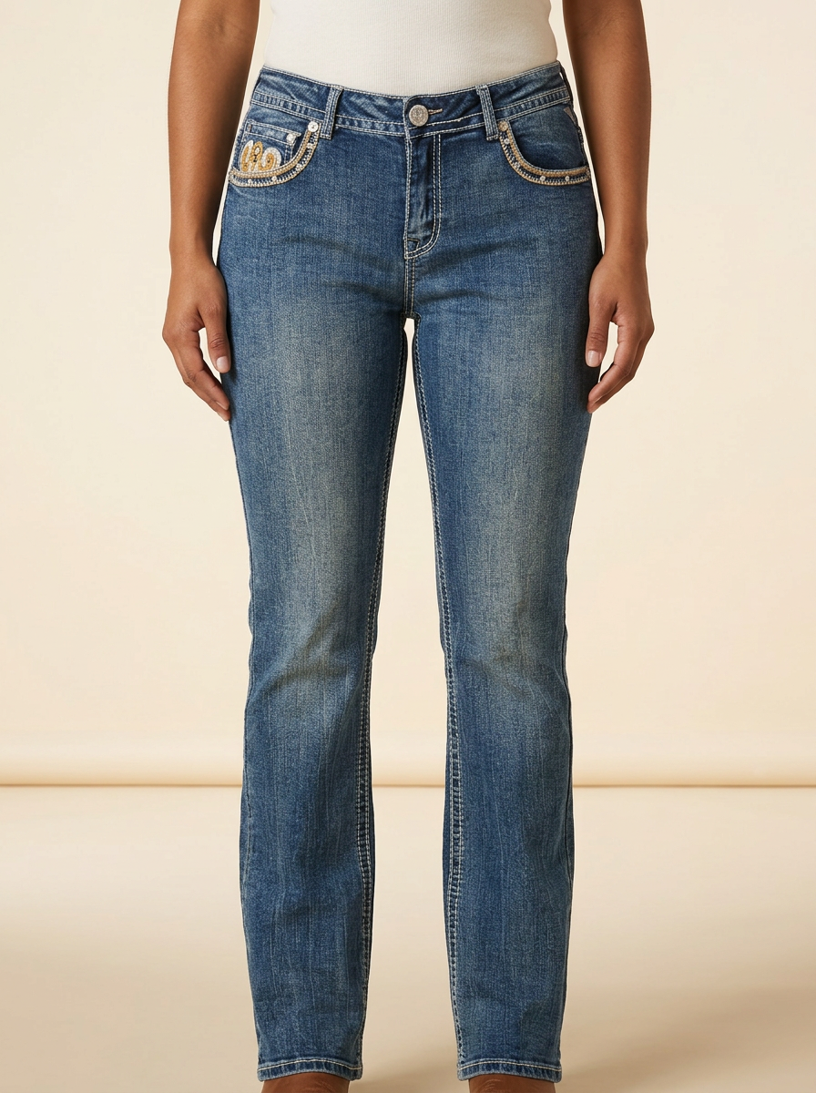 Meet Me Women's Bootcut Jeans with Rhinestone Embellished Pockets #Meetme-27