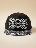 Nu Trendz Signature Native Pattern Flat-Brim Cap in Black and Grey #47