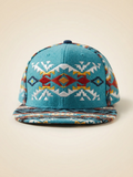 Nu Trendz Turquoise Southwest Geometric Embroidered Flat Brim Cap #48