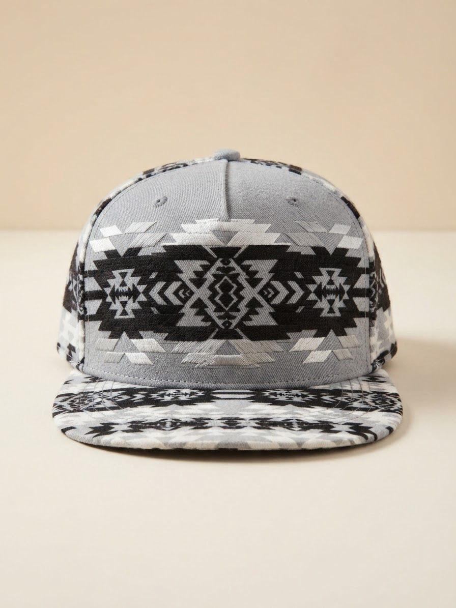 Nu Trendz Gray Southwestern Tribal Embroidered Snapback Cap #46