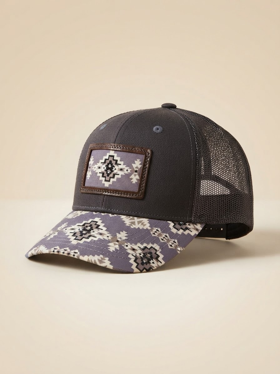 Nu Trendz Southwest Pattern Trucker Cap in Gray and Purple #51