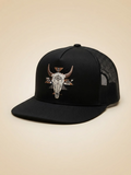 De Rancho Caps Black/Brown Bull Skull Mesh Back Cap #80