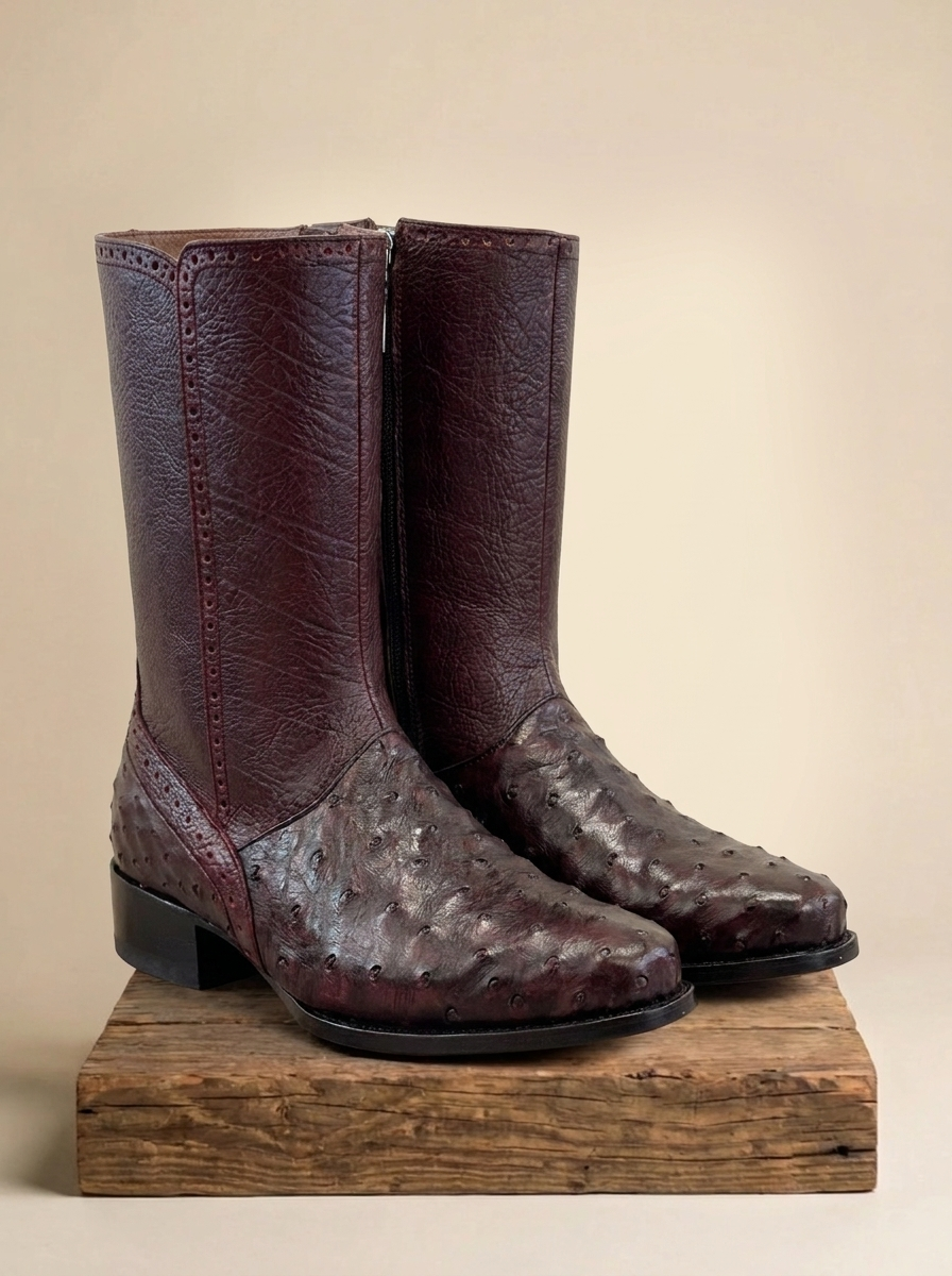 Red Diamond Botín 276 Full Quill Ostrich Ankle Boots