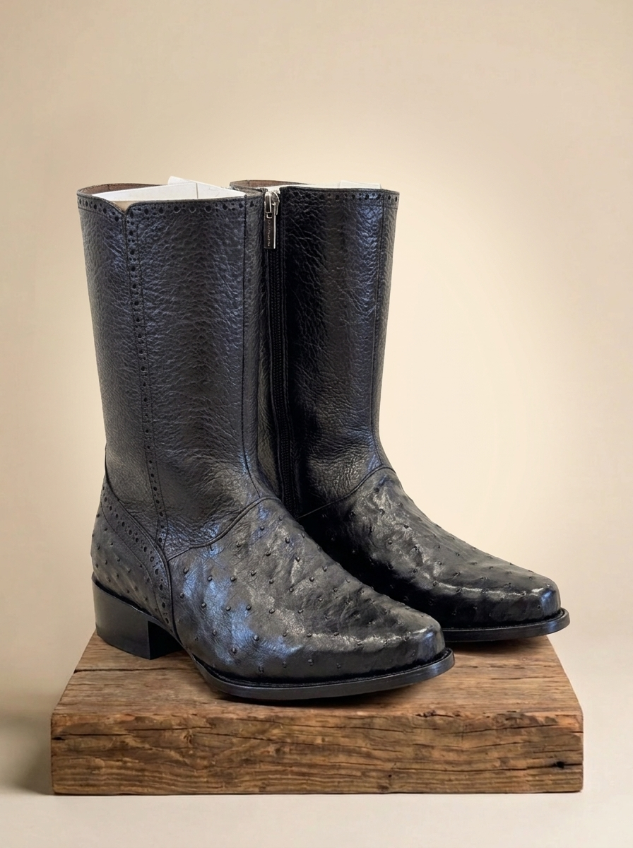 Red Diamond Botín 276 Full Quill Ostrich Ankle Boots