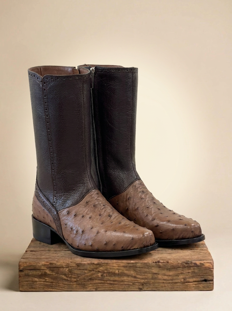 Red Diamond Botín 276 Full Quill Ostrich Ankle Boots