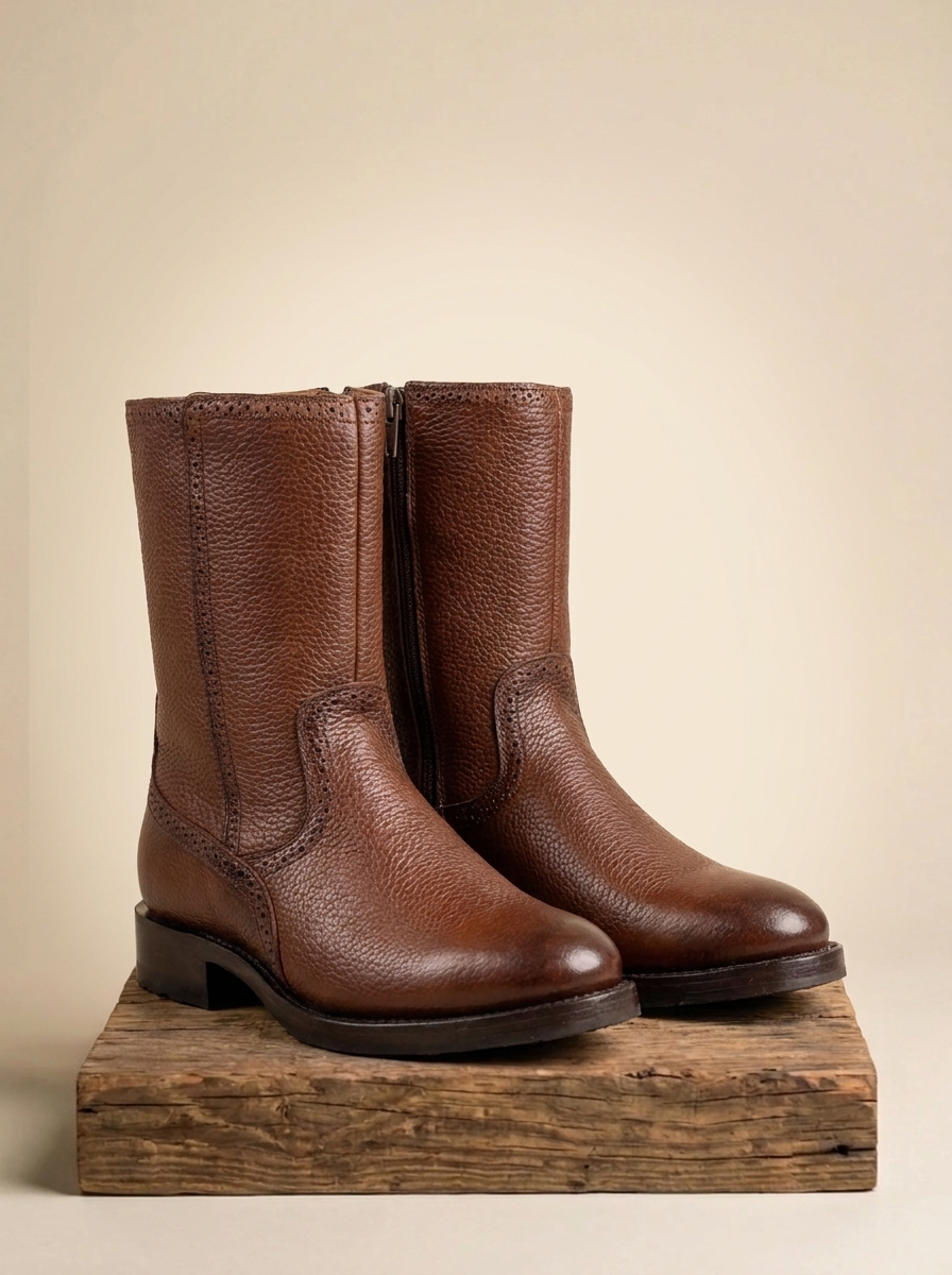 Red Diamond Botín 860 de Piel de Venado Genuine Leather Side-Zip Boot