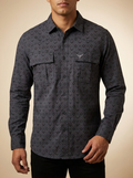 Lamasini Charcoal Grey Geometric Bull Head Print Western Shirt #LAM2052