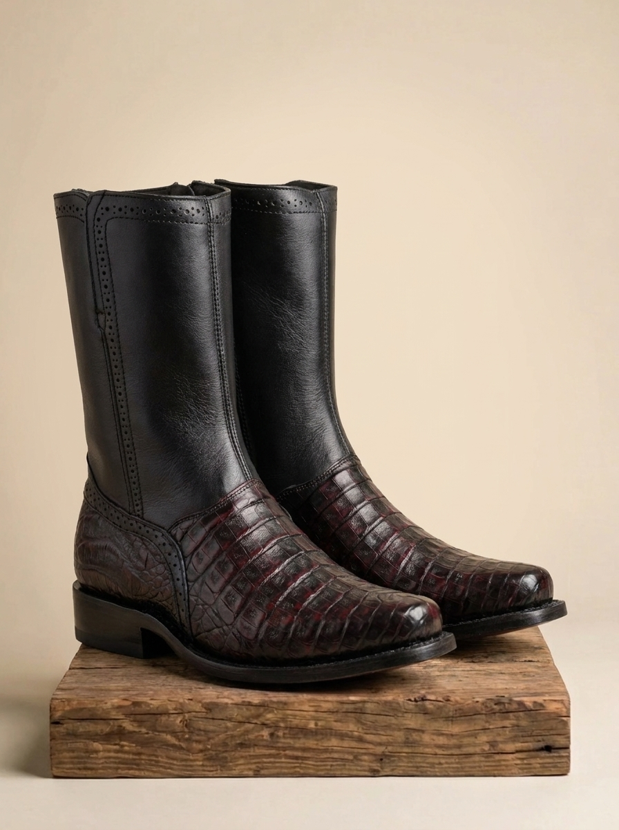 Wild West Boots #78BI Caiman Belly Low Shaft Boots with Italian Sole
