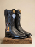 Wild West Boots Men's Black Full Quill Ostrich Western Boots #69I