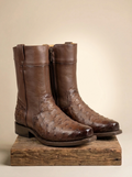 Wild West Boots #78B2 Full Quill Ostrich Leather Zip-Up Western Boots