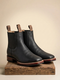 Wild West Boots Black Tumbled Leather Western Chelsea Boot #84TB