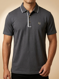Barocco PSL2002 Textured Charcoal Polo with Contrast Piping