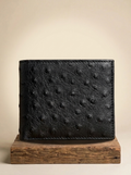 The American West Black Full Quill Ostrich Bifold Wallet #708