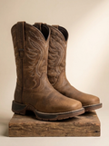 The American West Distressed Brown Leather Western Work Boots P-w129s