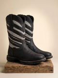 The American West Men's Performance Black Leather and Grey Canvas Work Boots P-W127S