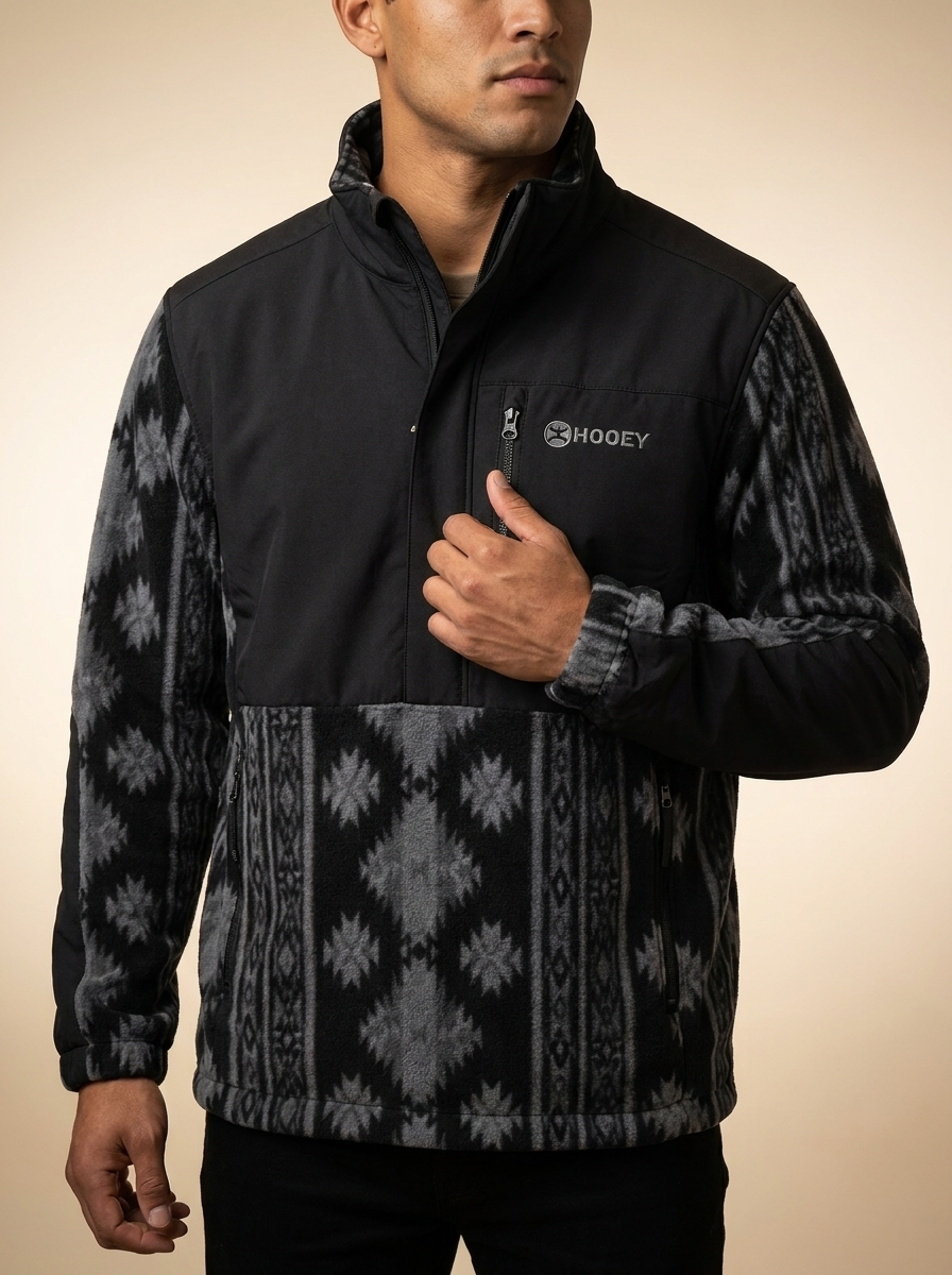 Hooey Men's Aztec Print Half-Zip Fleece Pullover #HFP2603AZBK
