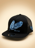 Lost Calf Black and Blue Feather Embroidered Trucker Cap #8