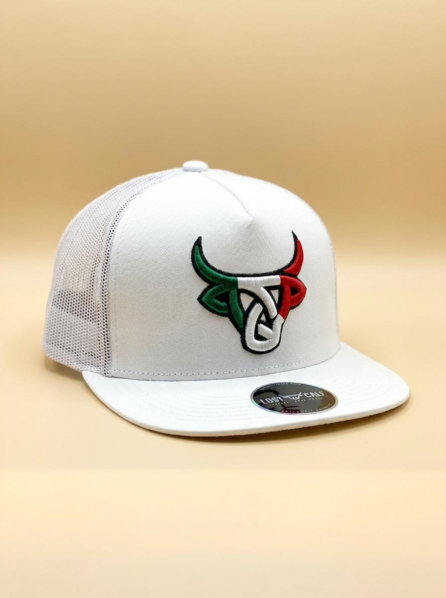 Lost Calf Caps #9 White & Mexico Design Trucker Hat