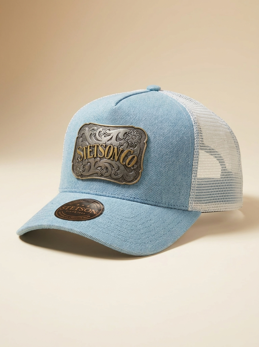 Stetson Trophy Buckle Denim Trucker Cap
