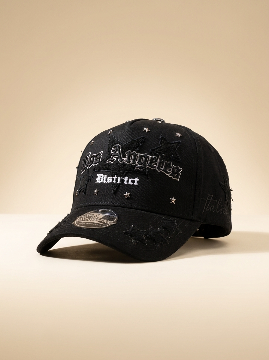 Italiense Caps #100 Los Angeles District Black Distressed Hat