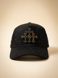 Italiense Caps #102 Black Gold Triple Cross Trucker Hat