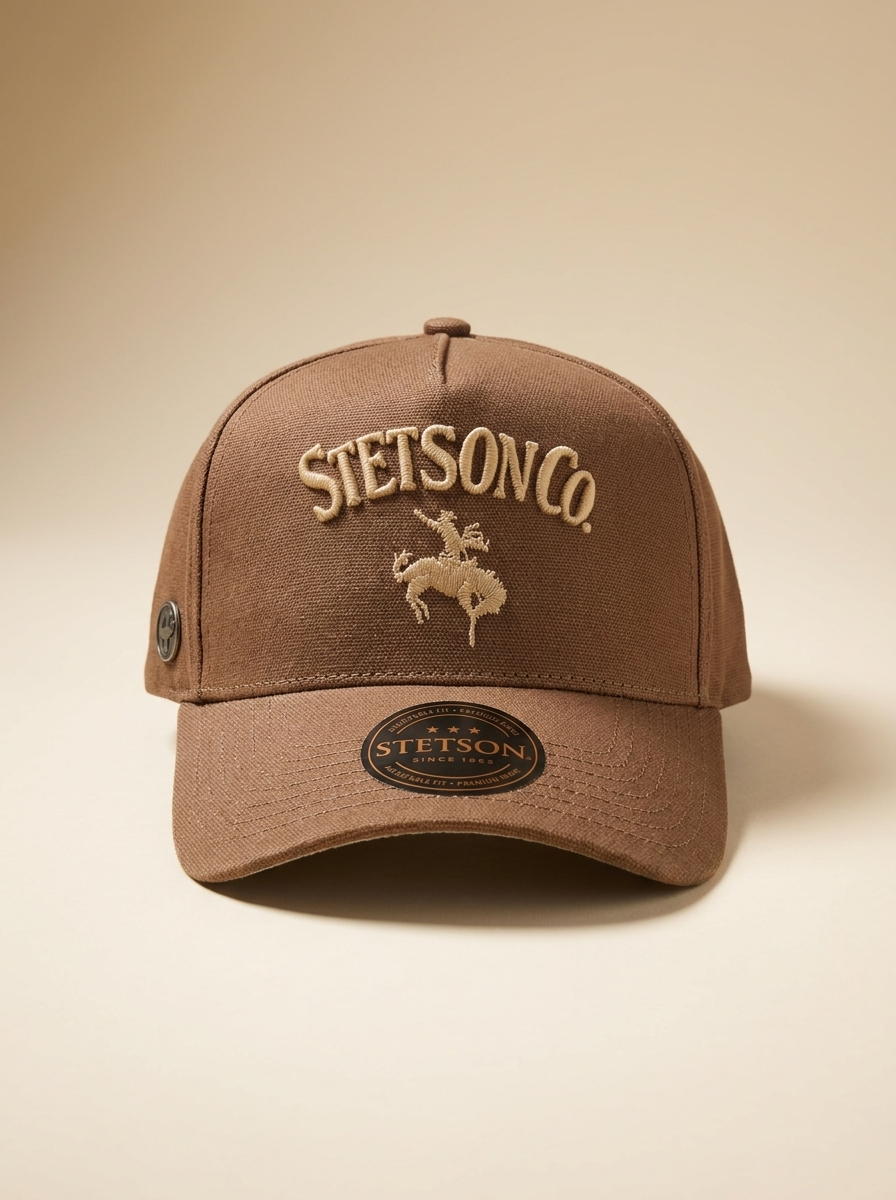 Stetson Rodeo Bronco Canvas Trucker Cap in Tobacco  #SCSCTA-001052