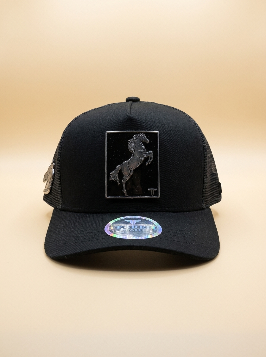 Ferreti Caps #30 Black Horse Trucker Hat