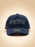 Italiense Caps #104 New York Blue Faux Suede Embroidered Cap