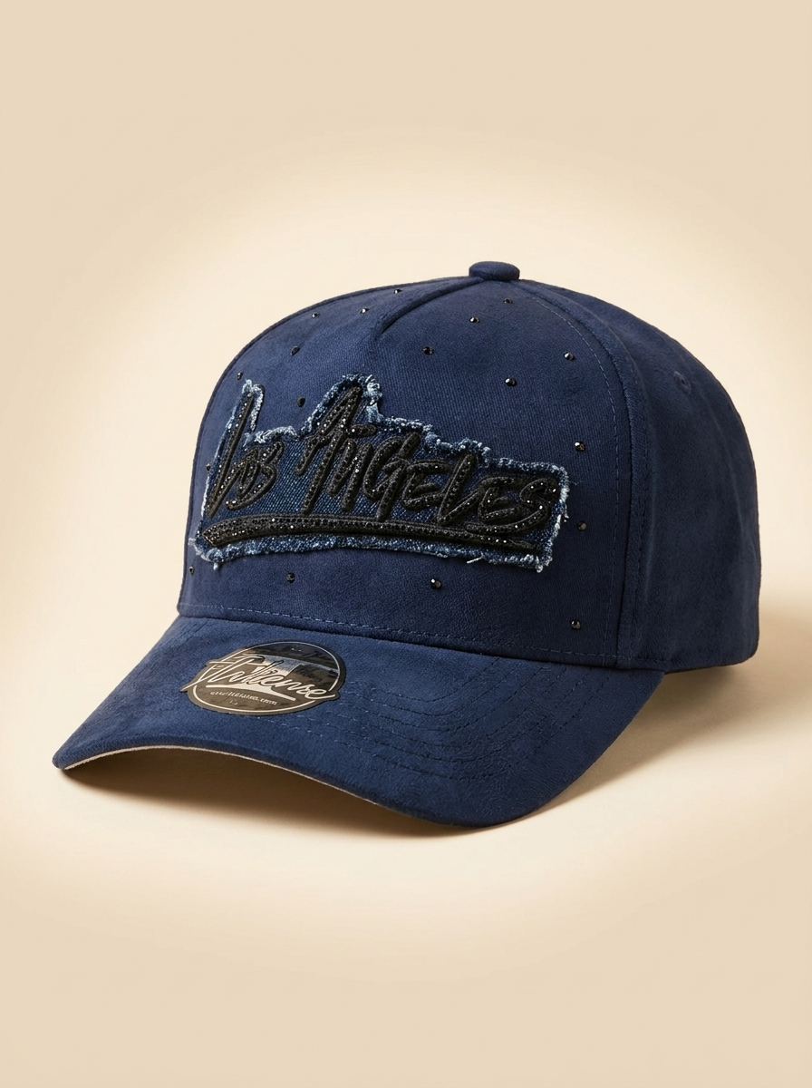 Italiense Caps #105 Los Angeles Navy Blue Distressed Suede-Feel Cap