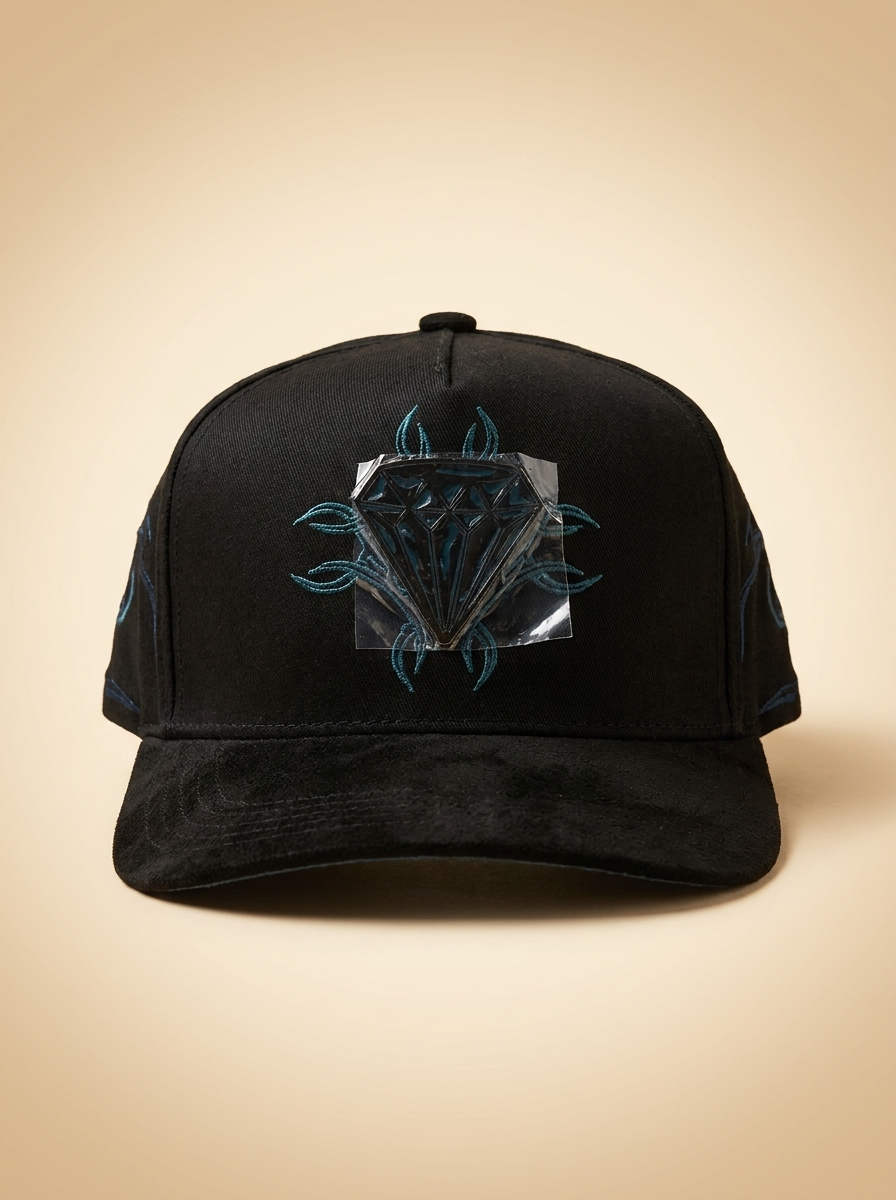 Ferreti Caps #35 Black & Blue Diamond Embroidered Cap