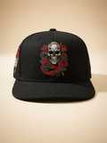 Ferreti Caps #39 Black & Red Skull and Roses Snapback