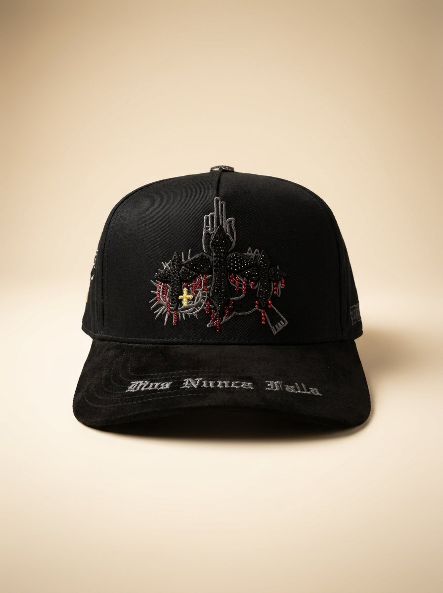 Italiense Caps #28 Black Crosses & Crown of Thorns Trucker Hat