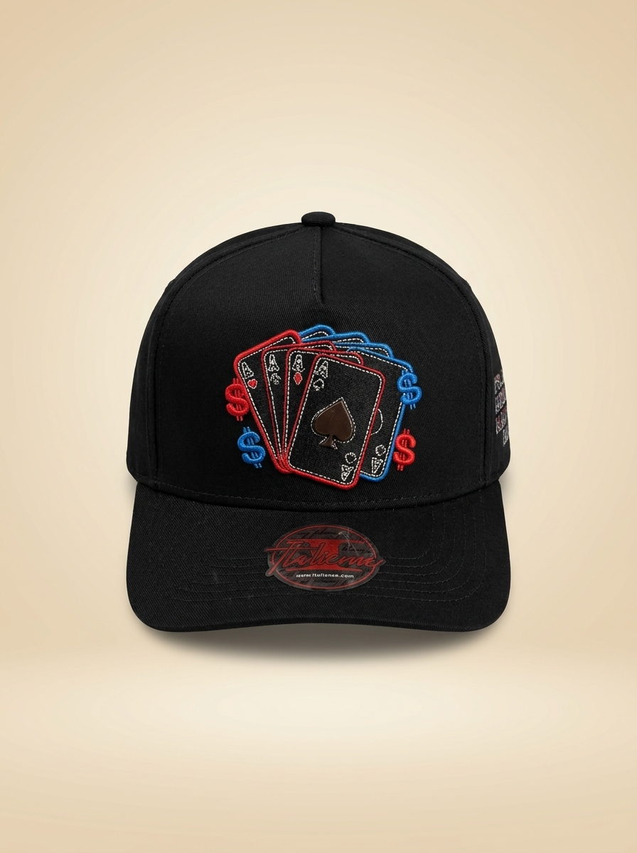 Italiense Caps #31 Black Playing Cards & Dollar Sign Snapback