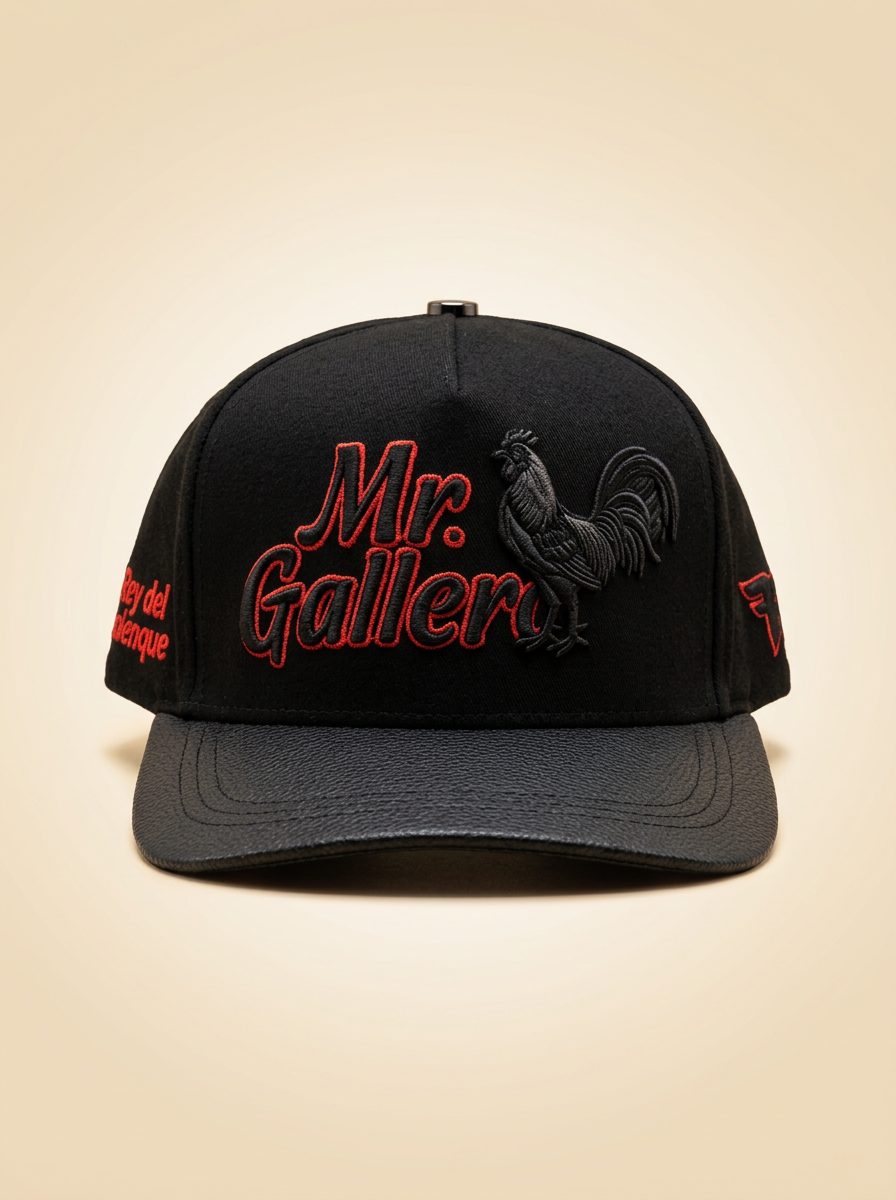 Ferreti Caps Mr. Gallero 'Rey del Palenque' Black and Red Embroidered Cap #18