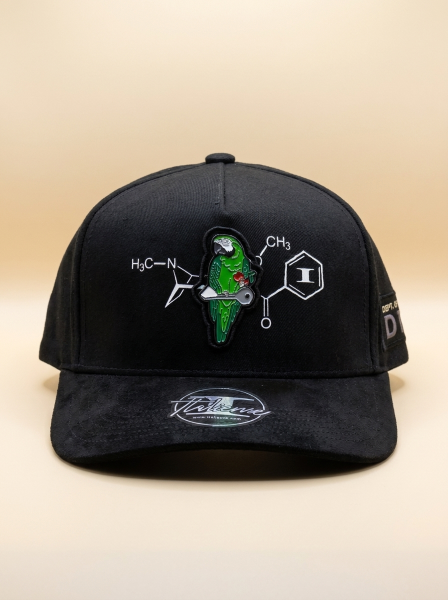 Italiense Caps #36 Black & Green Parrot Chemical Patch Snapback