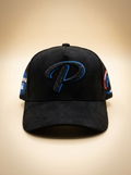 Pico Rivera Caps #15 Black & Blue Suede-Finish Trucker Hat
