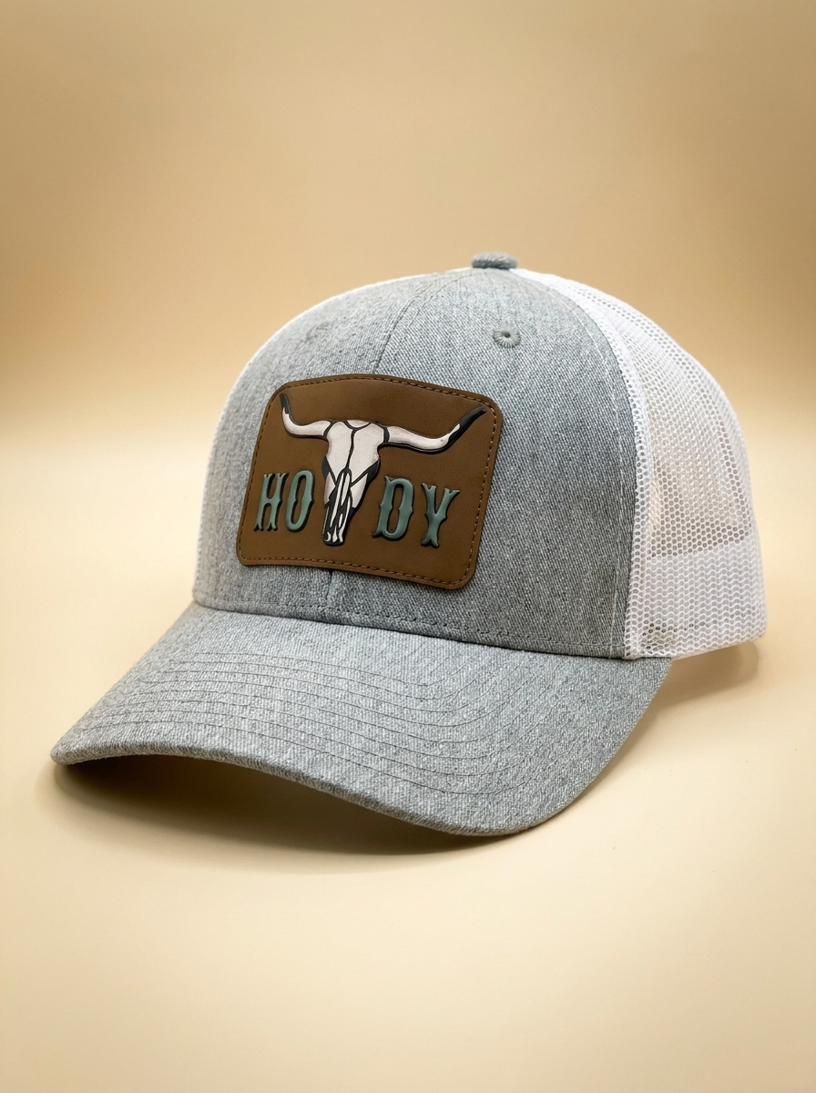 Nu Trendz Gray Heather Longhorn "Howdy" Trucker Cap #58